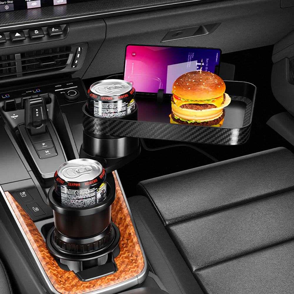 Cup Holder Tray for Car Detachable Car Food Table with Phone Slot 360 Degree Rotating Holder