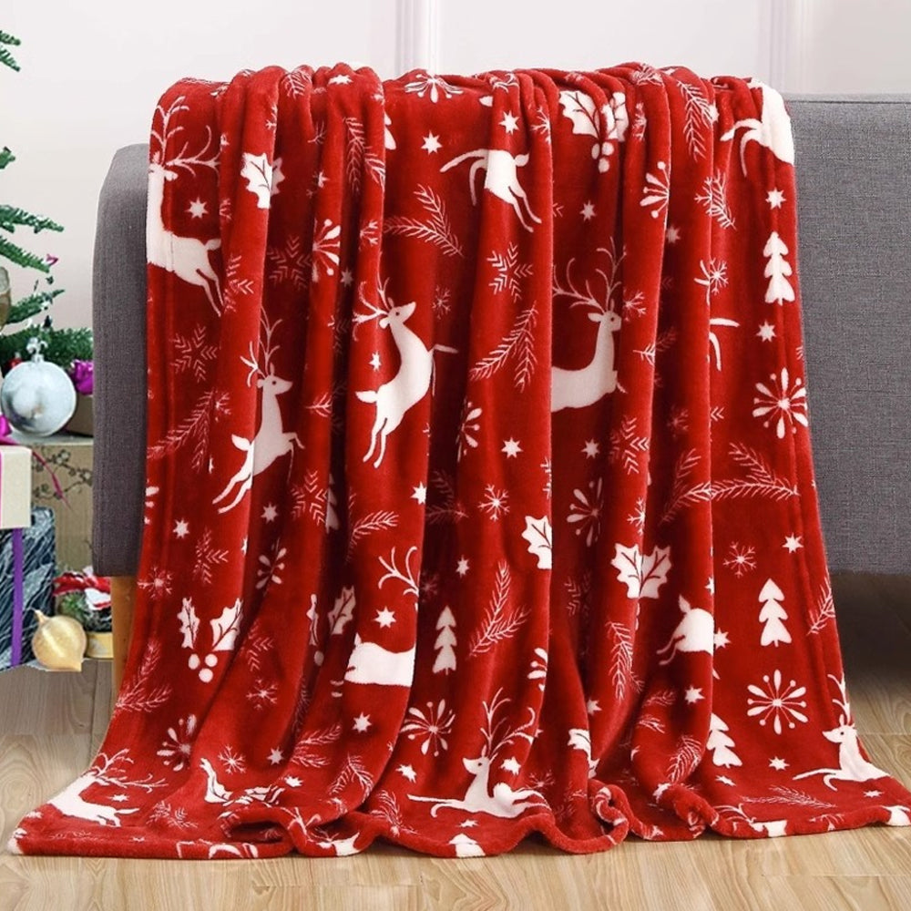 Christmas Blanket Soft Throw Print Warm Throw Sofa Blanket Holiday Theme Decor