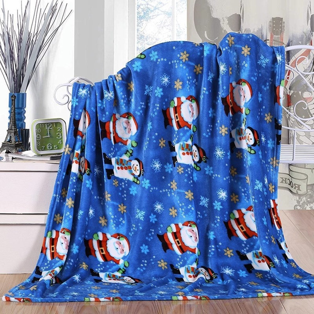 Christmas Blanket Soft Throw Print Warm Throw Sofa Blanket Holiday Theme Decor