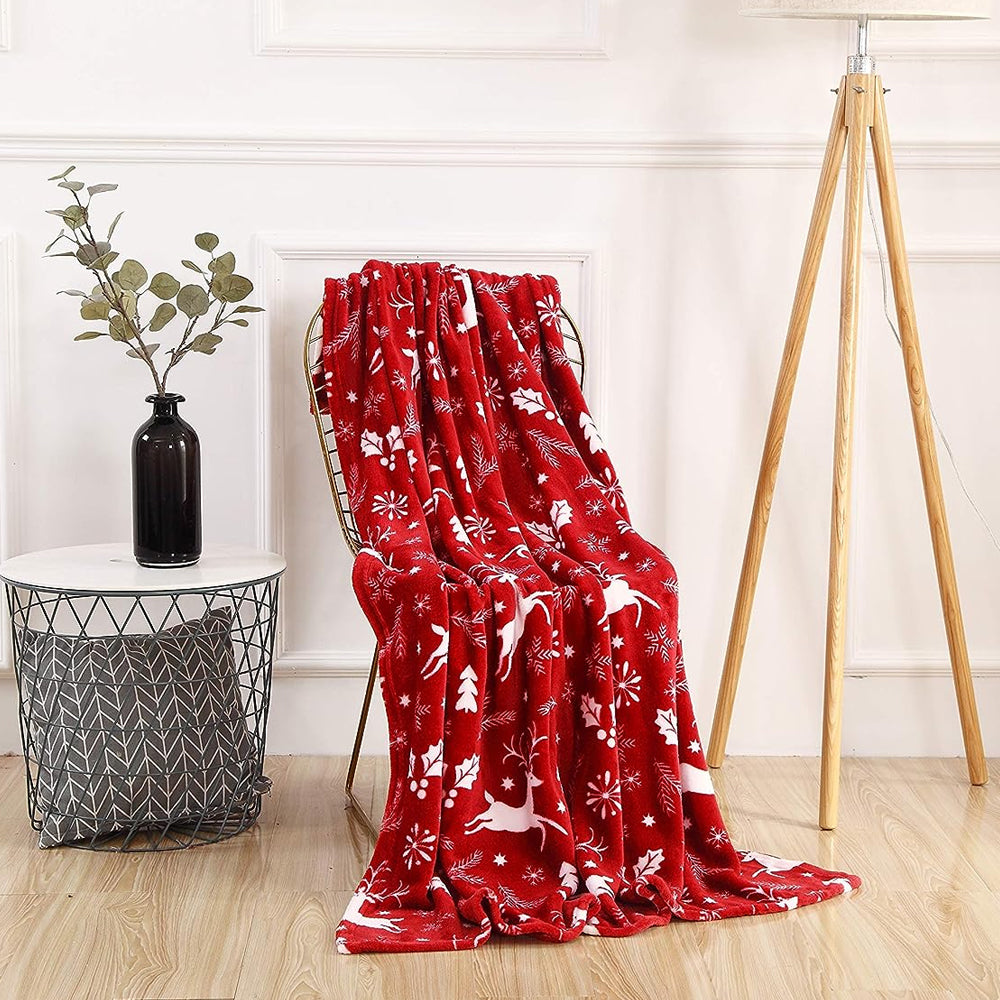 Christmas Blanket Soft Throw Print Warm Throw Sofa Blanket Holiday Theme Decor