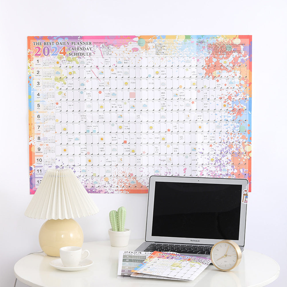 2024 365 Days Poster Yearly Schedule Wall Calendar