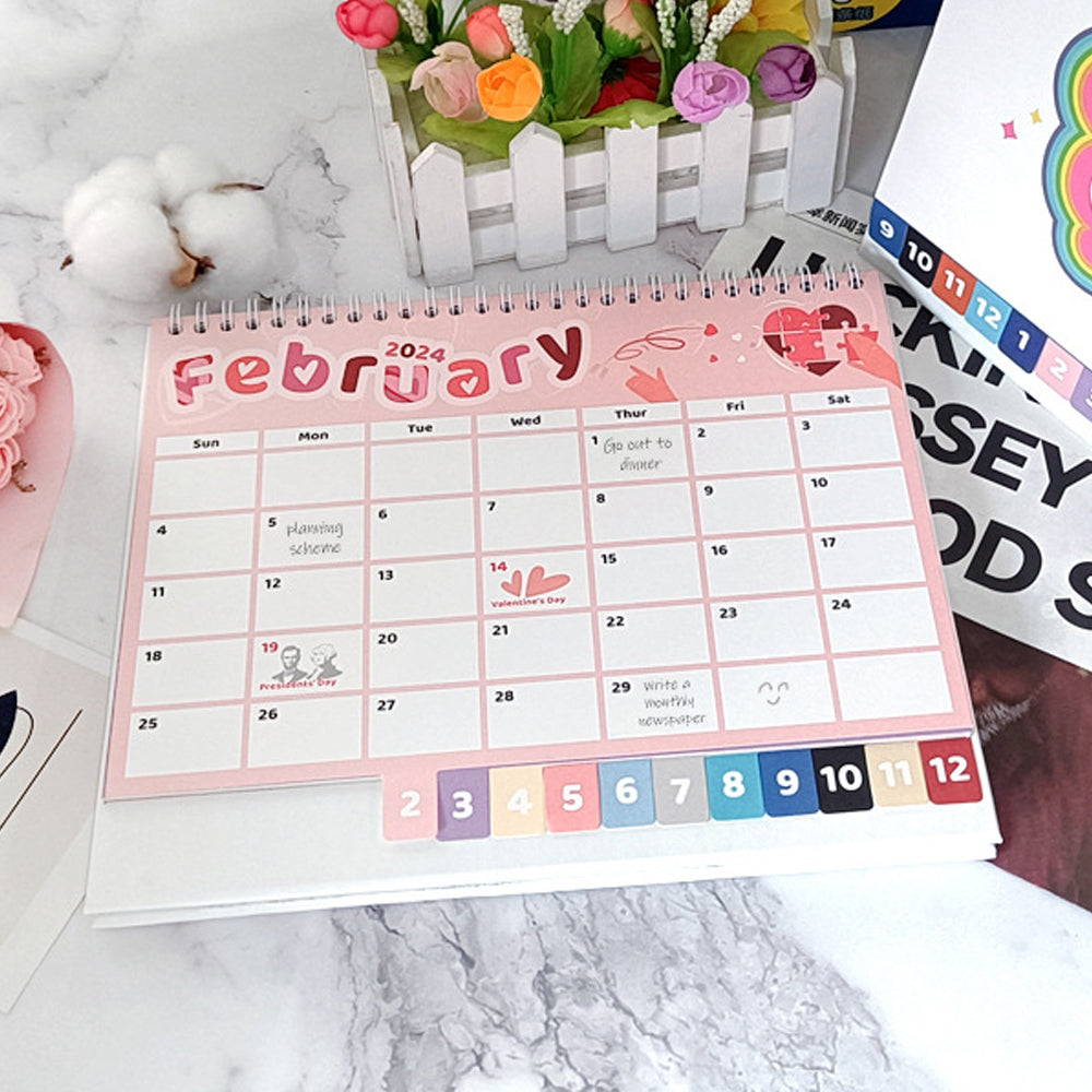 Cartoon 16 Months Desk Calendar for Home School Office Planning and Organizing