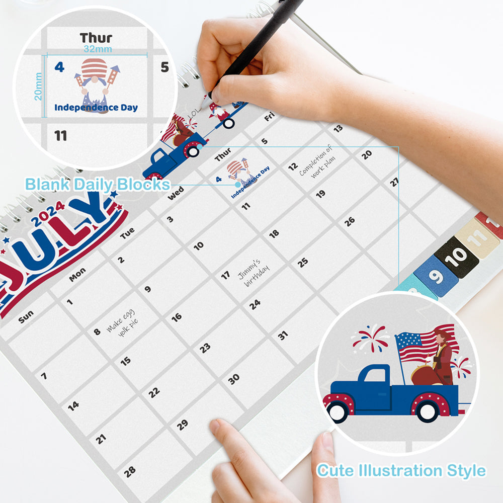 Cartoon 16 Months Desk Calendar for Home School Office Planning and Organizing