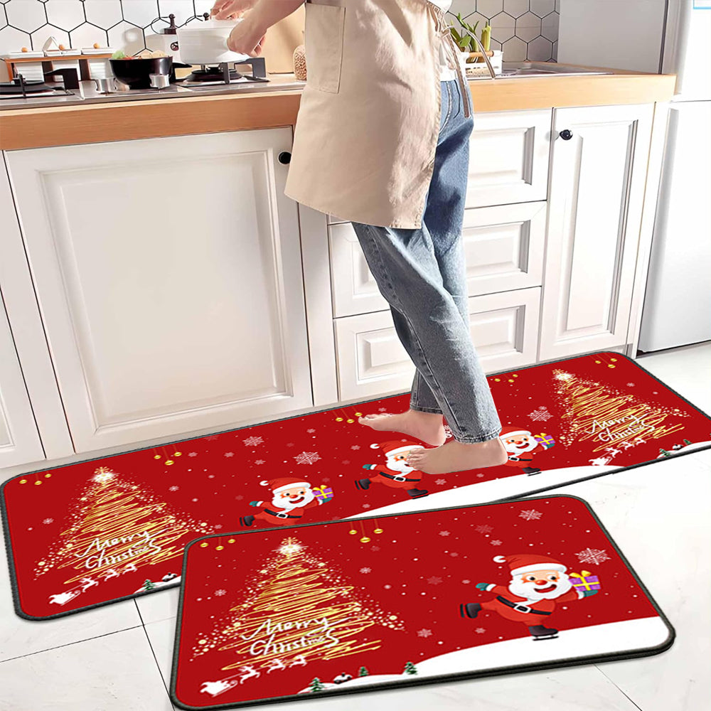 Set of 2 Pieces Christmas Kitchen Rugs Floor Mats