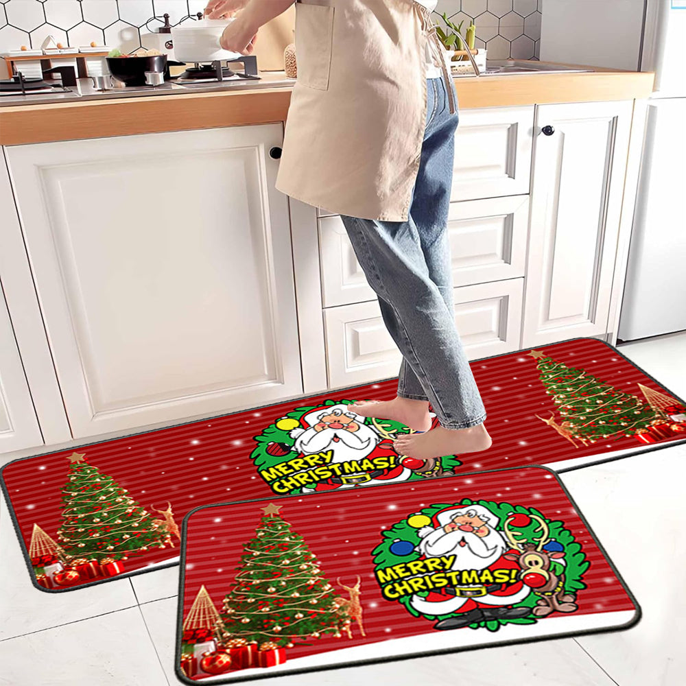 Set of 2 Pieces Christmas Kitchen Rugs Floor Mats