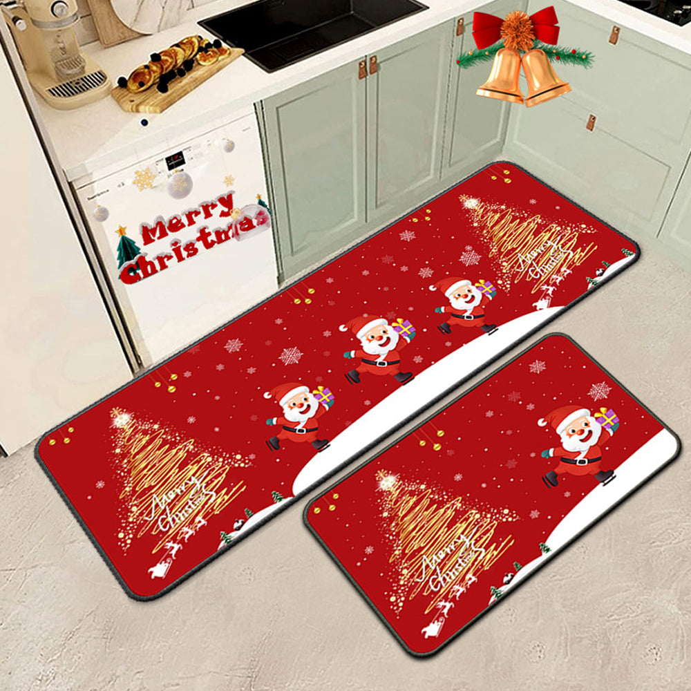 Set of 2 Pieces Christmas Kitchen Rugs Floor Mats
