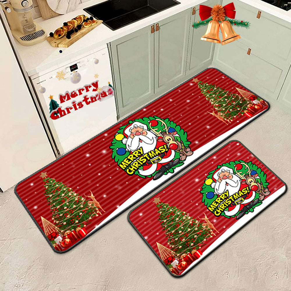 Set of 2 Pieces Christmas Kitchen Rugs Floor Mats