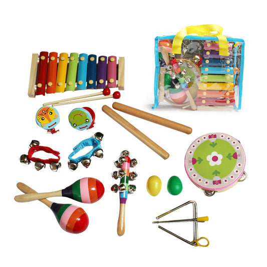 Kids Musical Instrument Set 14pcs Wooden Percussion Musical Toys Gifts for Boys Kids Kid