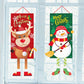 Merry Christmas Fabric Flag Santa Claus Snowman Banner Xmas Door Porch Hanging Decoration-Elk+Green Snowman+Red Santa Claus