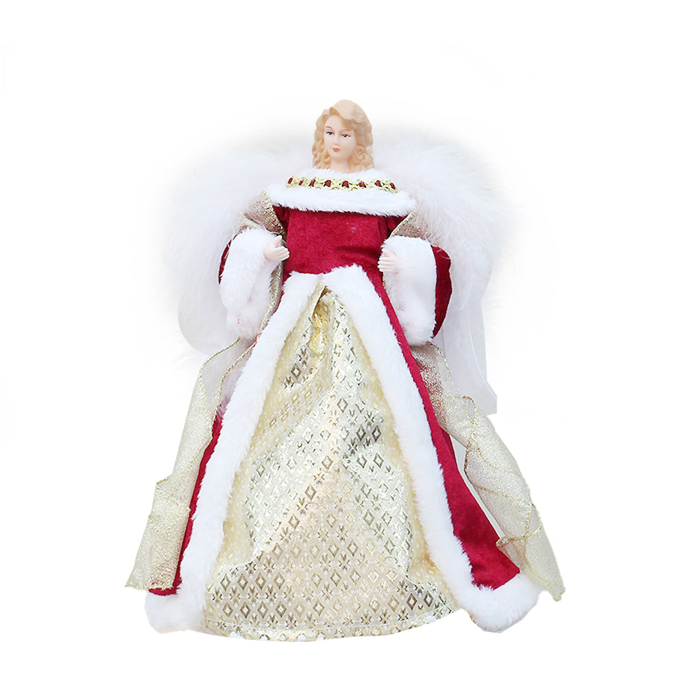 Angel Christmas Tree Topper Ornament with White Wings Treetop Angel for Xmas Decoration