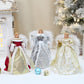 Angel Christmas Tree Topper Ornament with White Wings Treetop Angel for Xmas Decoration