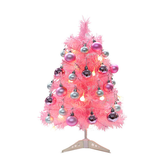 45CM Mini Small Pink Tabletop Stand Christmas Tree with Balls and Lights