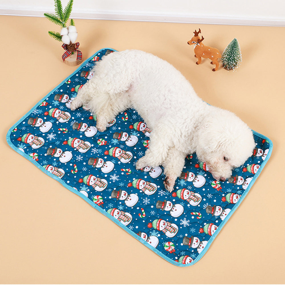 2Pcs Christmas Washable Reusable Pet Dog Training Pads Pee Mat Absorbent Cushion Bed-Lantern
