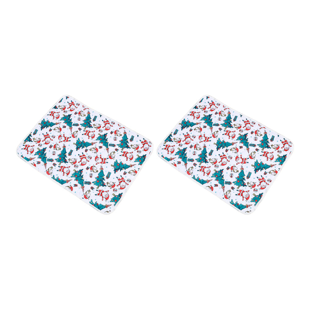 2Pcs Christmas Washable Reusable Pet Dog Training Pads Pee Mat Absorbent Cushion Bed-Lantern