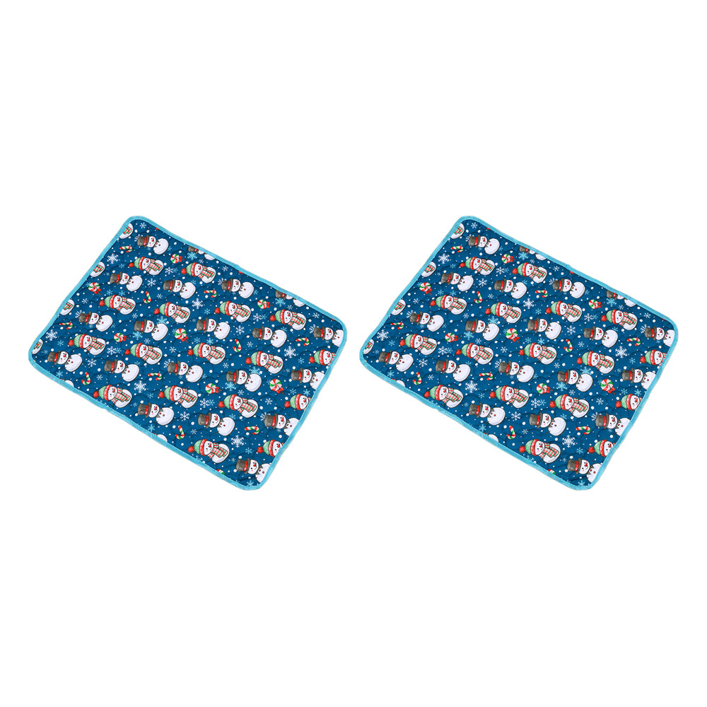 2Pcs Christmas Washable Reusable Pet Dog Training Pads Pee Mat Absorbent Cushion Bed-Lantern