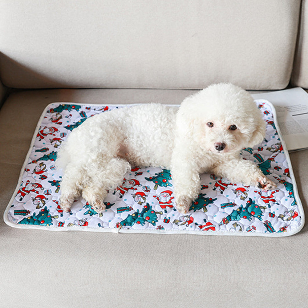 2Pcs Christmas Washable Reusable Pet Dog Training Pads Pee Mat Absorbent Cushion Bed-Lantern