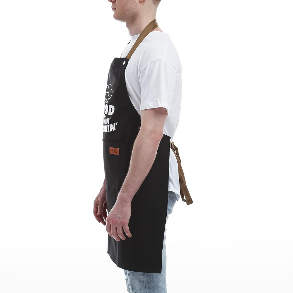 Kitchen Letters Printed Adjustable Cooking Aprons with 3 Pockets-Good Looking is Cooking