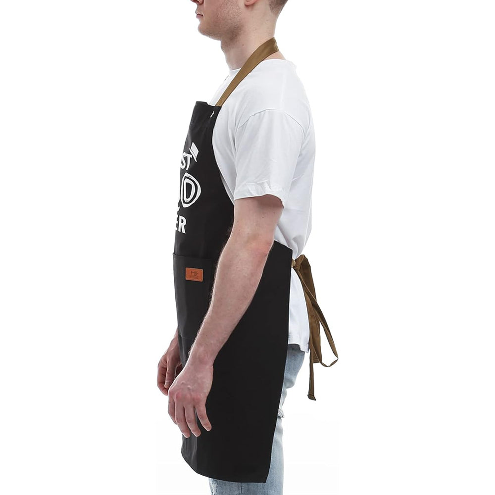 Kitchen Letters Printed Adjustable Cooking Aprons with 3 Pockets-Best Dad Ever