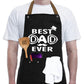 Kitchen Letters Printed Adjustable Cooking Aprons with 3 Pockets-Best Dad Ever