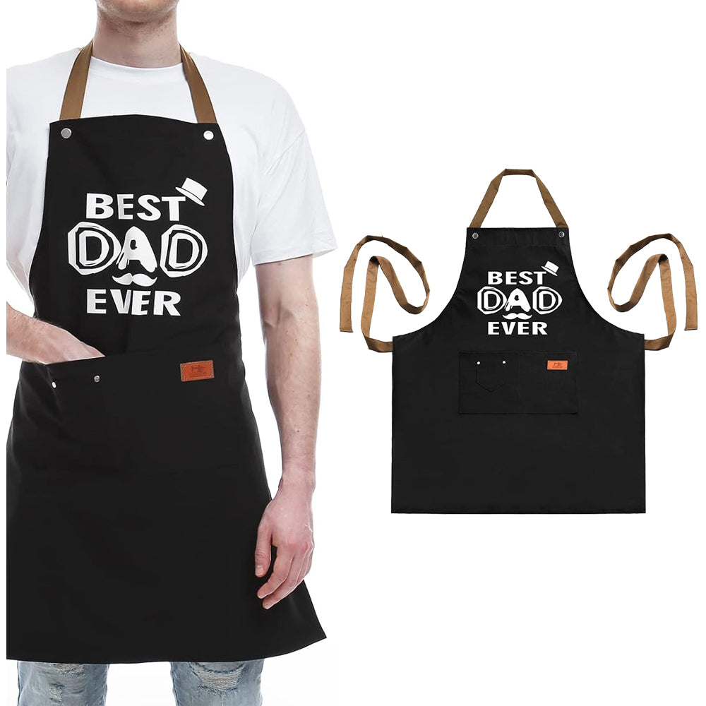 Kitchen Letters Printed Adjustable Cooking Aprons with 3 Pockets-Best Dad Ever