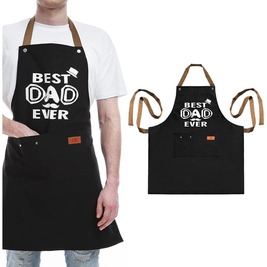 Kitchen Letters Printed Adjustable Cooking Aprons with 3 Pockets-Best Dad Ever