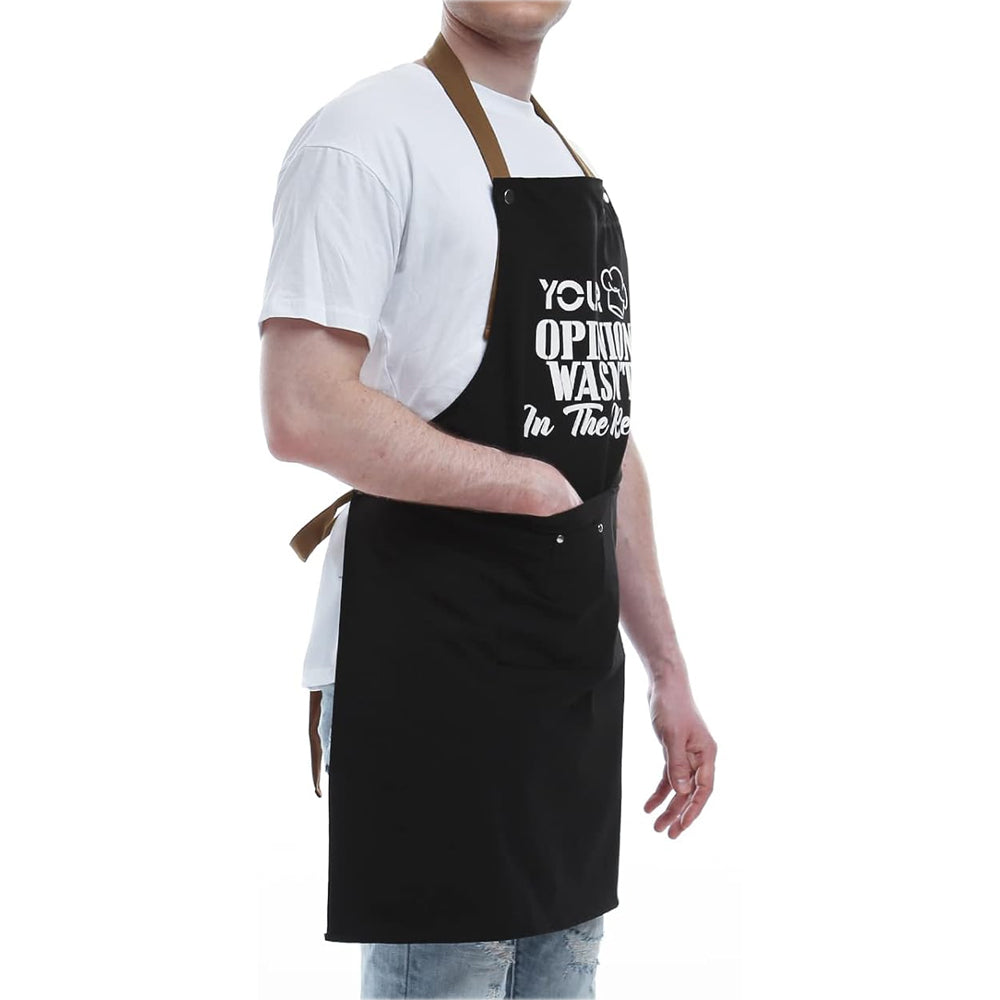 Kitchen Letters Printed Adjustable Cooking Aprons with 3 Pockets-Your Opinion Wasn't in the Recipe