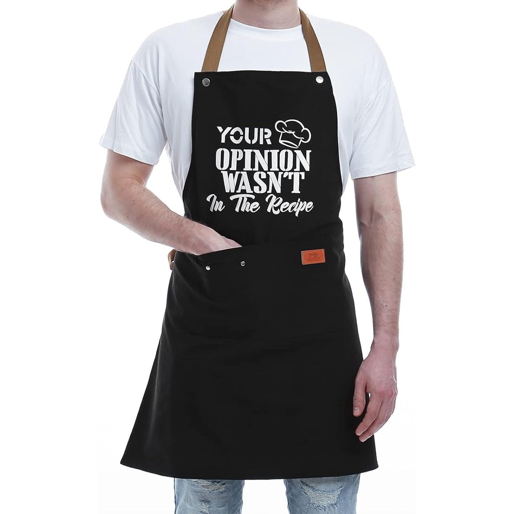 Kitchen Letters Printed Adjustable Cooking Aprons with 3 Pockets-Your Opinion Wasn't in the Recipe
