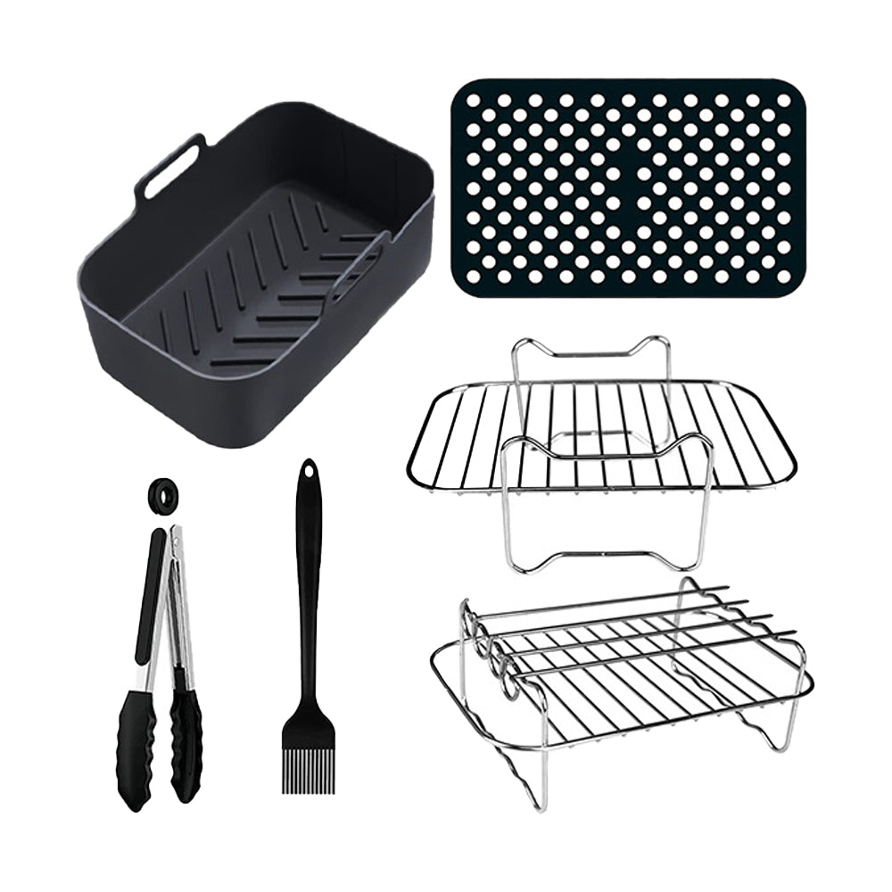 6Pcs Air Fryer Rack Accessory Set Silicone Liner for Ninja Dual AF300UK AF400UK