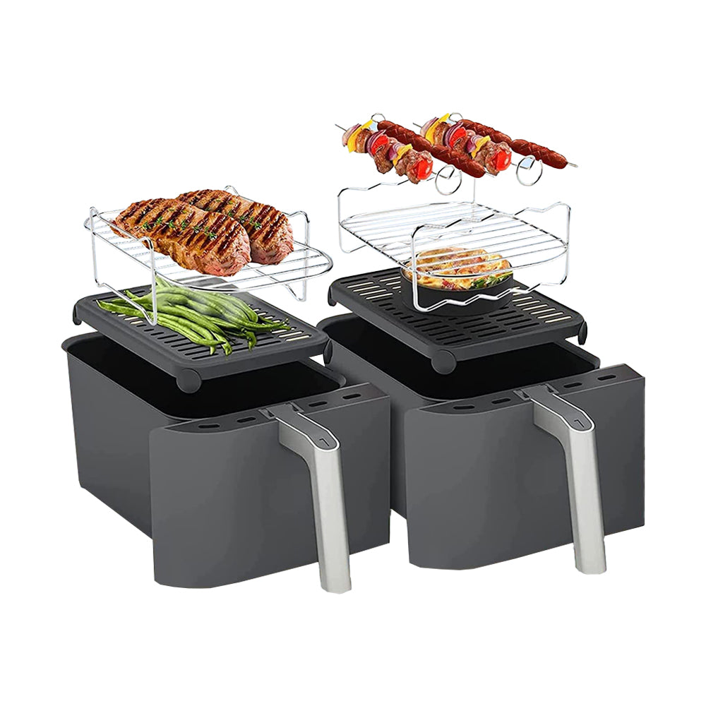 6Pcs Air Fryer Rack Accessory Set Silicone Liner for Ninja Dual AF300UK AF400UK