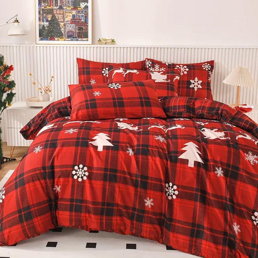 2Pcs/3Pcs Christmas Bedding Set Double Queen Size Quilt Cover Pillowcases Set