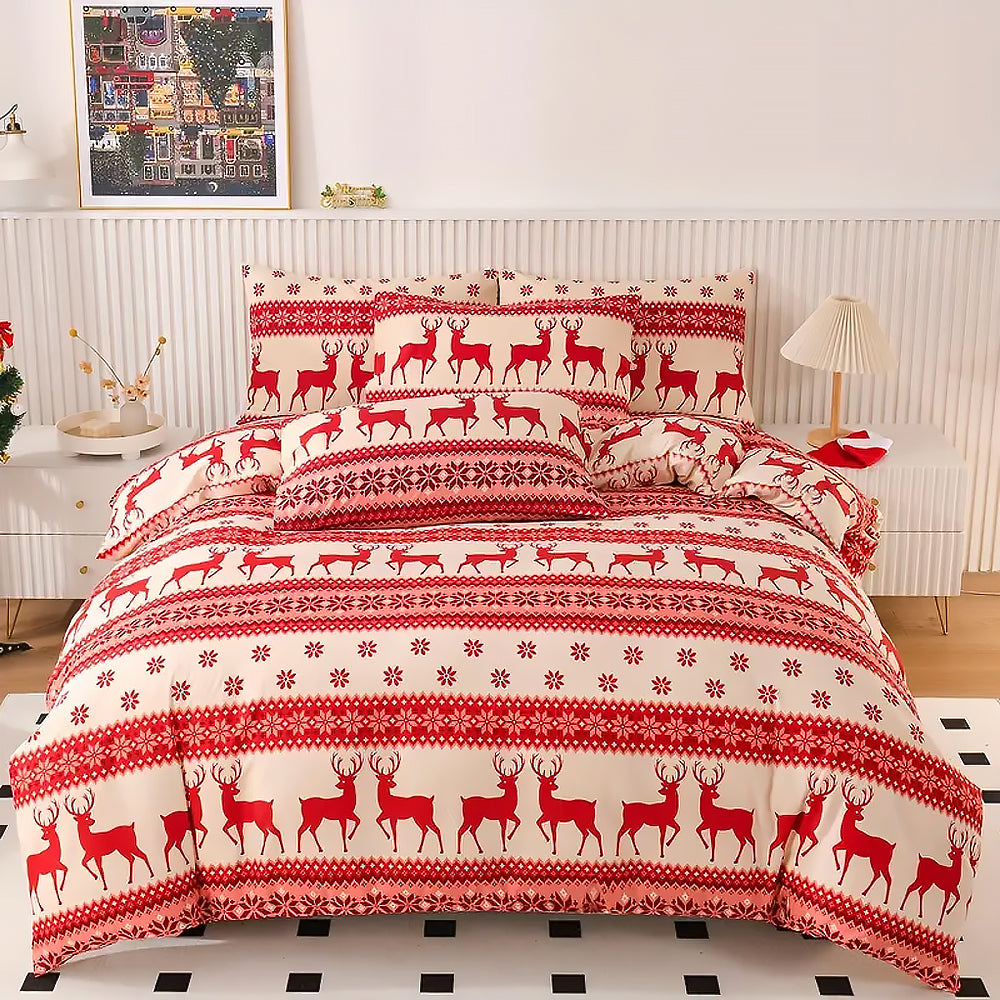 2Pcs/3Pcs Christmas Bedding Set Double Queen Size Quilt Cover Pillowcases Set