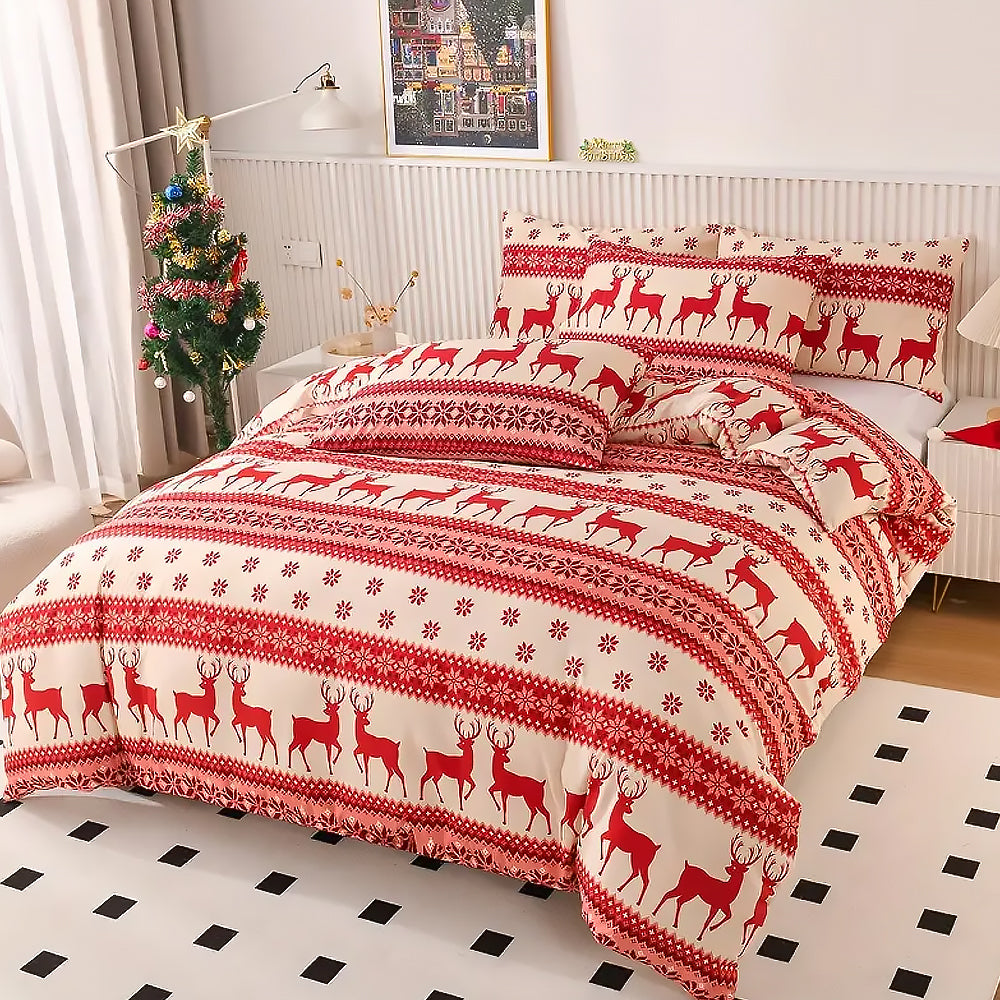 2Pcs/3Pcs Christmas Bedding Set Double Queen Size Quilt Cover Pillowcases Set