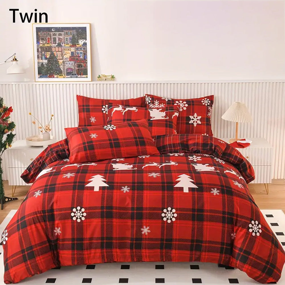 2Pcs/3Pcs Christmas Bedding Set Double Queen Size Quilt Cover Pillowcases Set
