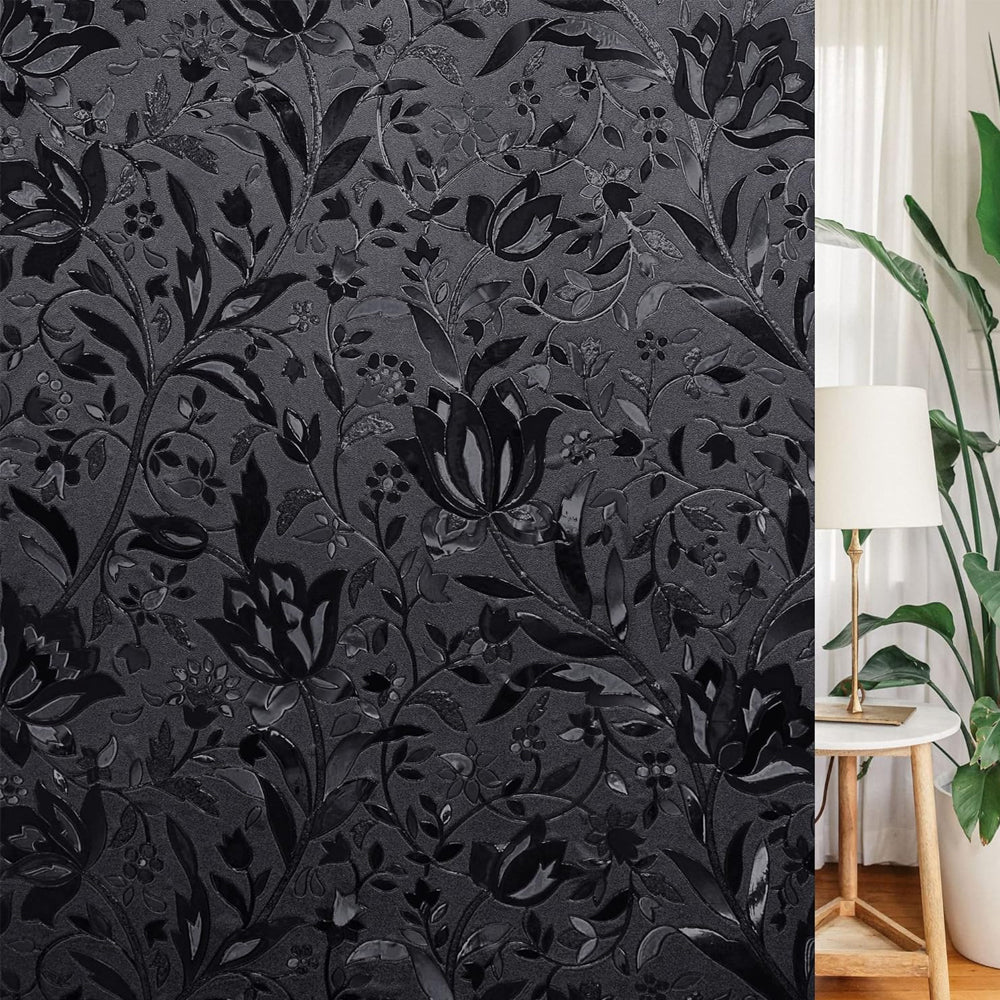 Static Cling Total Blackout Window Film Two Way Window Privacy Film100% UV Sun Blocking-Tulips