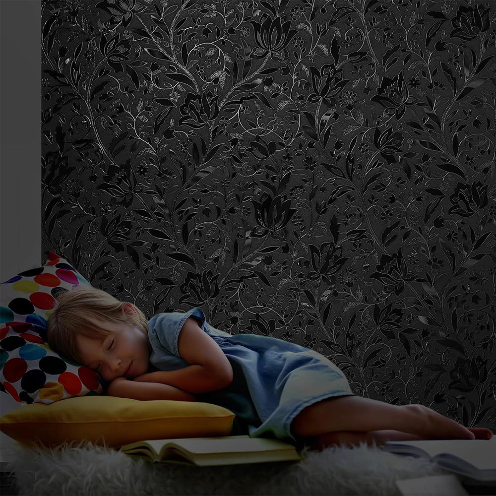 Static Cling Total Blackout Window Film Two Way Window Privacy Film100% UV Sun Blocking-Tulips