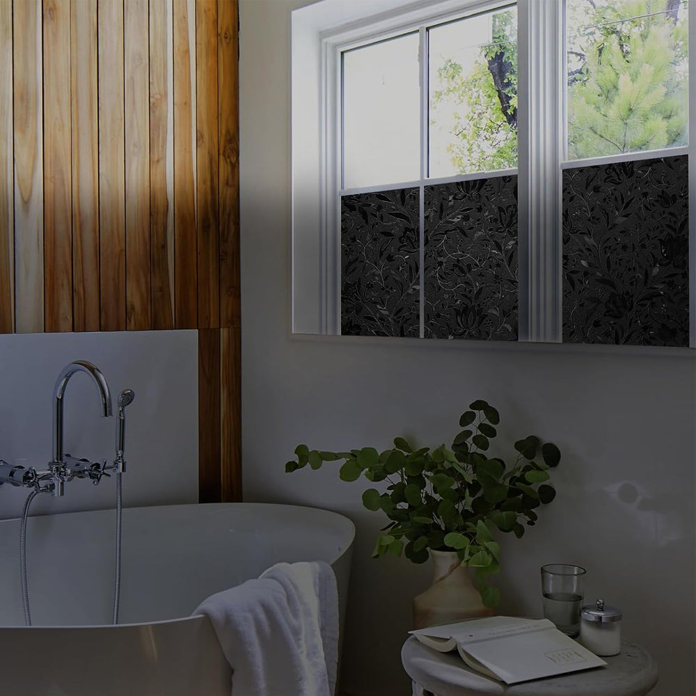 Static Cling Total Blackout Window Film Two Way Window Privacy Film100% UV Sun Blocking-Tulips