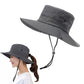Sun Hat Bucket Hat Wide Brim Anti-UV Protection Hiking Fisherman Breathable Hat