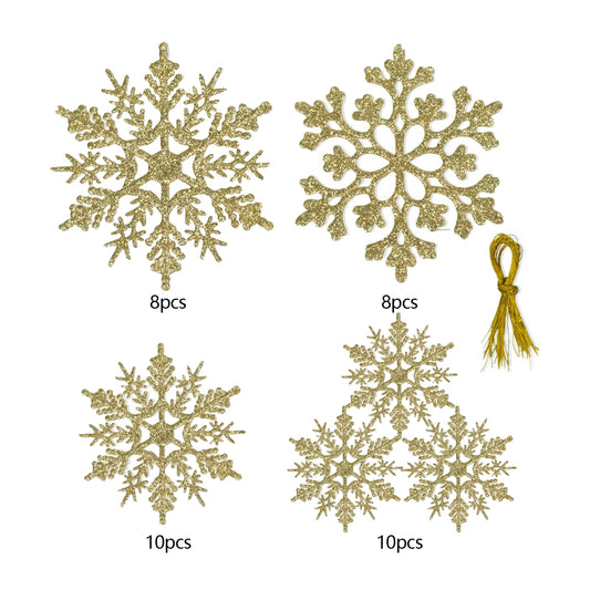 36 Pack Christmas Plastic Snowflake Ornaments