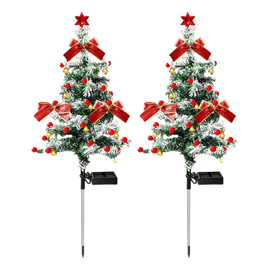 2Pcs Solar Christmas Tree Stake Lights