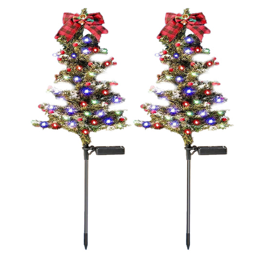 2Pcs Solar Christmas Tree Stake Lights