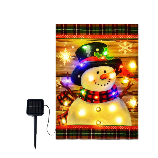 Solar Double Sided Garden Flag Lights-Snowman