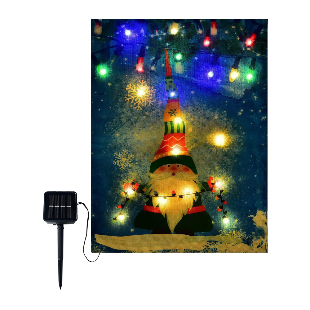 Solar Double Sided Garden Flag Lights-Blue Gnome