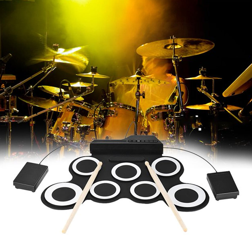Electric Drum Set 7-Pad Electronic Drum Set Roll-up Drum Practice Pad