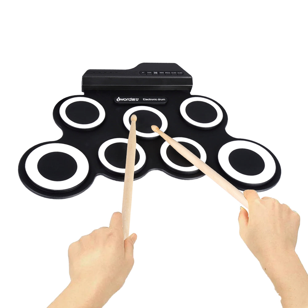 Electric Drum Set 7-Pad Electronic Drum Set Roll-up Drum Practice Pad