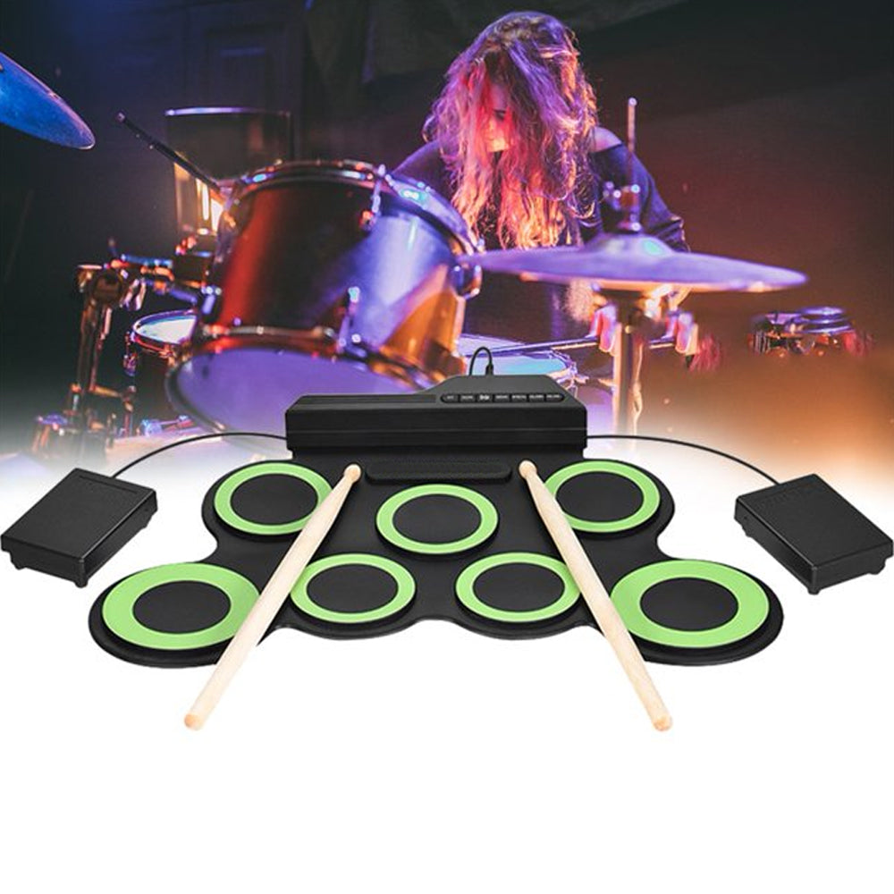 Electric Drum Set 7-Pad Electronic Drum Set Roll-up Drum Practice Pad