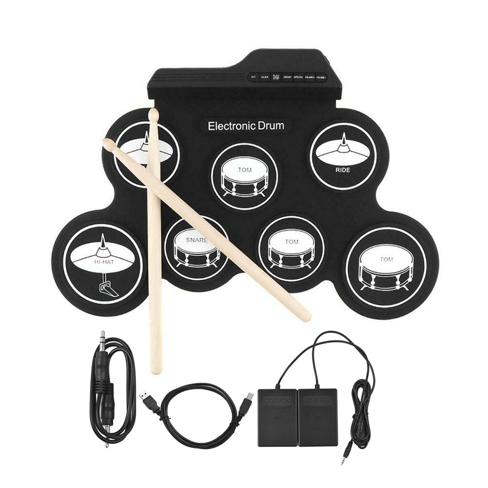 Electric Drum Set 7-Pad Electronic Drum Set Roll-up Drum Practice Pad