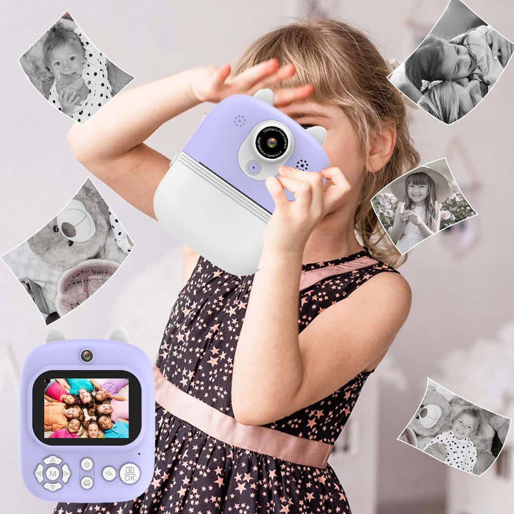 Instant Print Camera for Kids with 32GB Memory Card and 3 Rolls Print Paper
