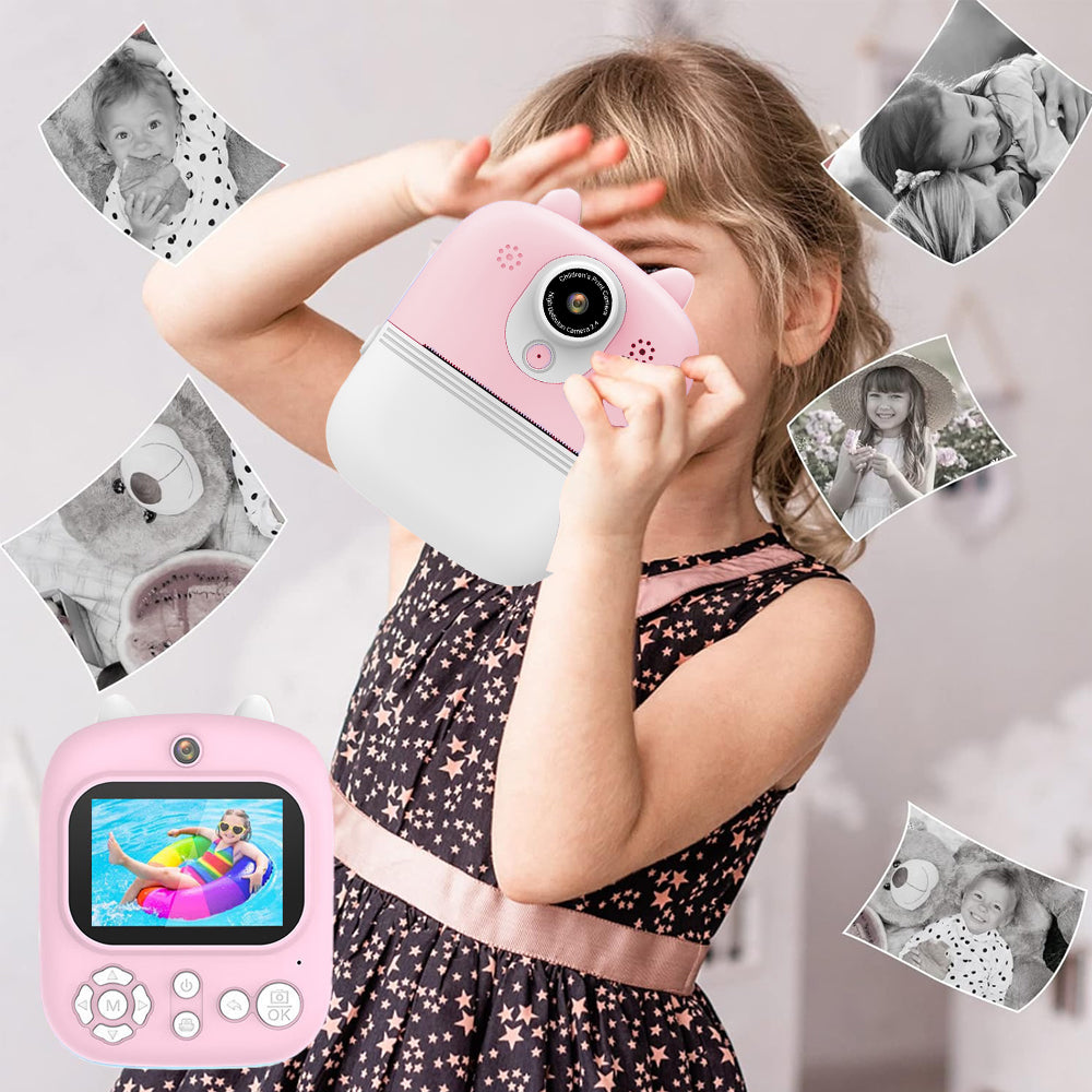 Instant Print Camera for Kids with 32GB Memory Card and 3 Rolls Print Paper