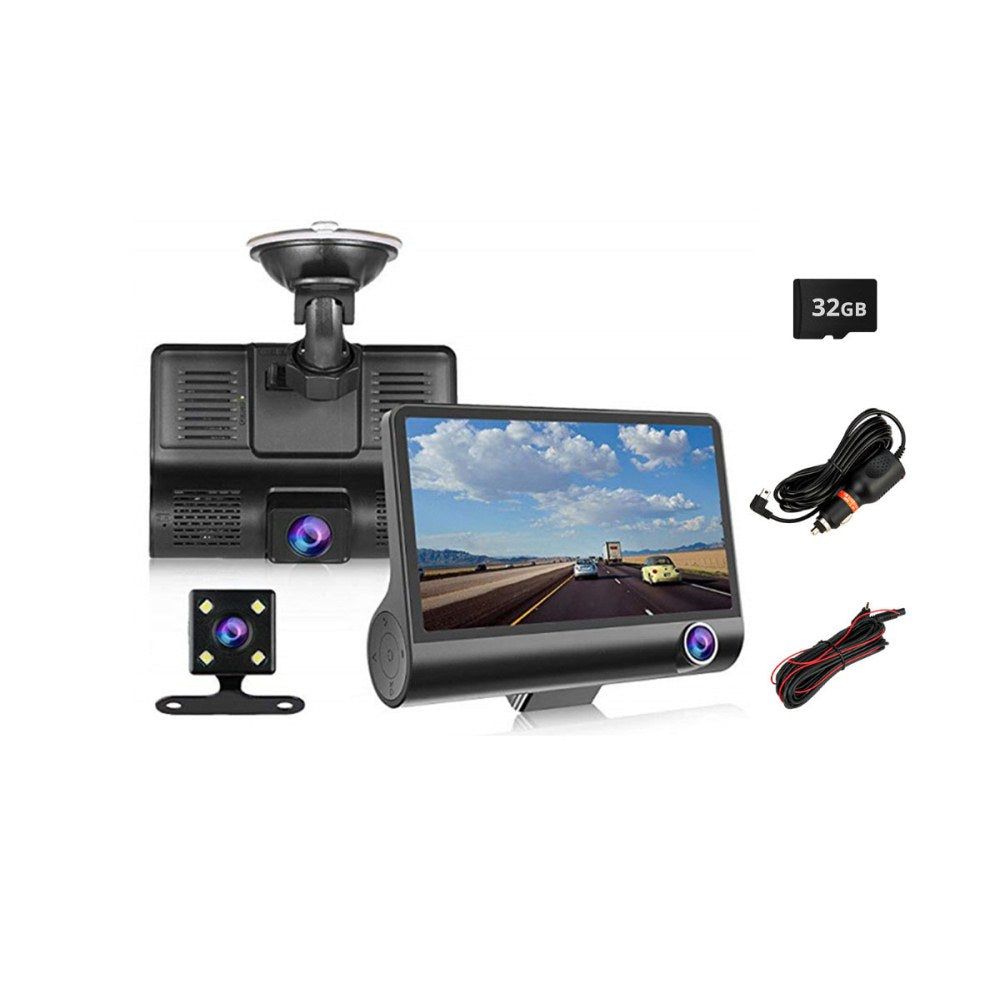 1080P Dash Cam Wide-Angle Car Driving Recorder With Rear View Camera