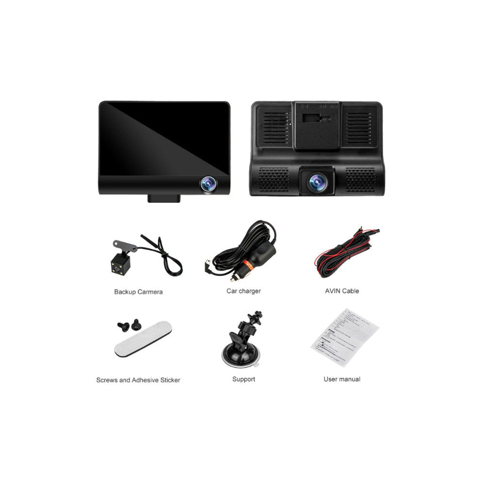 1080P Dash Cam Wide-Angle Car Driving Recorder With Rear View Camera